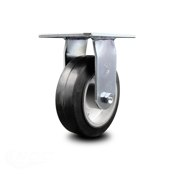 6 Inch Heavy Duty Top Plate Rubber on Aluminum Rigid Caster with Ball Bearing